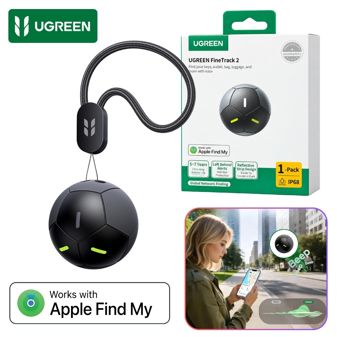 RASTREADOR LOCALIZADOR INTELIGENTE UGREEN FINE TRACK2 PARA IPHONE DISEÑO BALÓN IP68 FT309 - 1