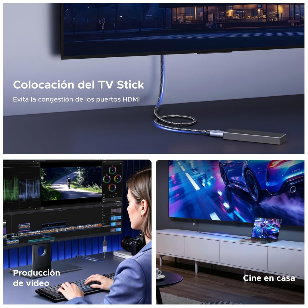 CABLE EXTENSIÓN HDMI 2.1 UGREEN 8K 60HZ CABLE ALARGADOR 2 METROS HD165-95927 - 6