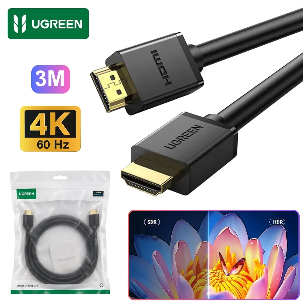 CABLE HDMI 2.0 4K 60HZ UGREEN ULTRA HD 3D HDR 3 METROS HD104 - 10108 - 1