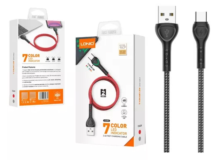 CABLE LDNIO LS482 CARGA RÁPIDA TIPO C 2M - 1