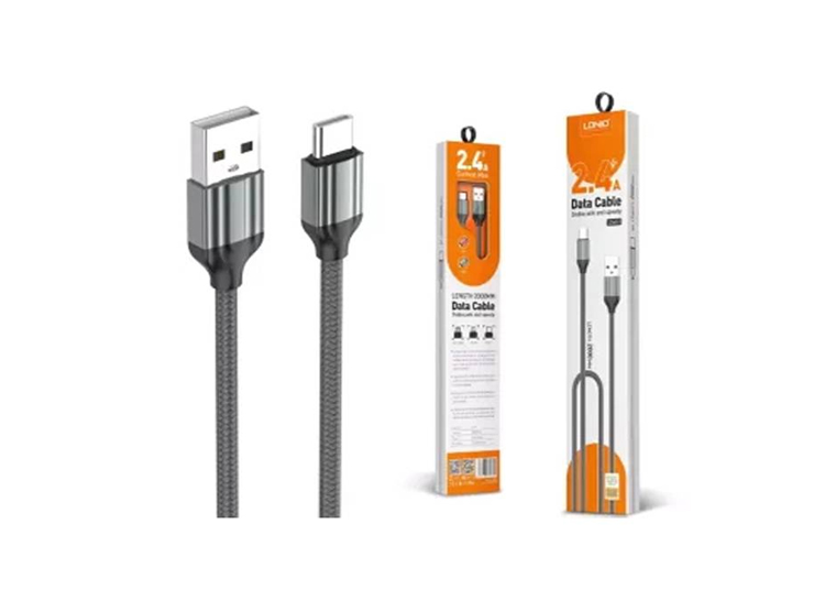 CABLE LDNIO LS432 USB A TIPO C CARGA RÁPIDA NYLON 2M - 1
