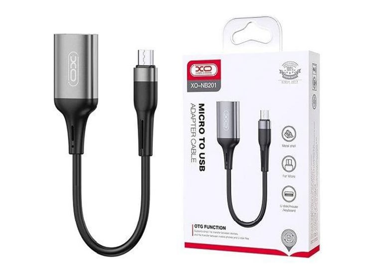 CABLE ADAPTADOR OTG MICRO V8 A USB XO-NB201 GRIS - 1