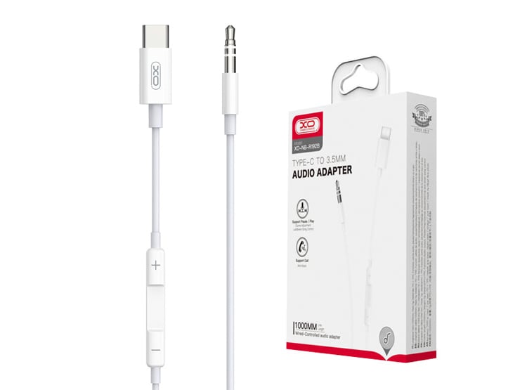 CABLE DE AUDIO XO-NB-R192B TIPO-C A JACK 3.5MM CON CONTROL DE VOLUMEN - 1