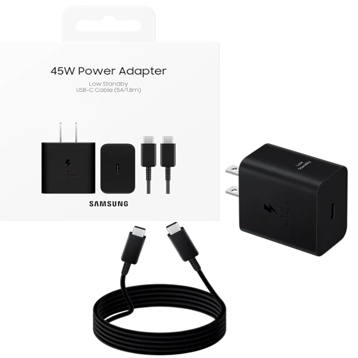 CARGADOR SAMSUNG SÚPER RÁPIDA DE 45W + CABLE C A C 5A DE 1.8M EP-T4511 - 2