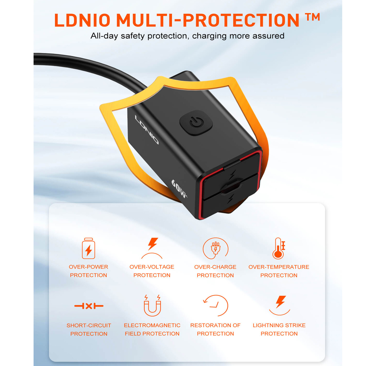 CARGADOR 60W PARA MOTOCICLETA 2 PUERTOS IPX6 LDNIO C108 C/ RÁPIDA - 6