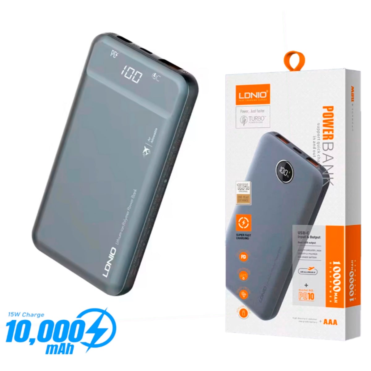 POWER BANK LDNIO PQ10 10000 RAPIDO DISEÑO ULTRAFINO - 1