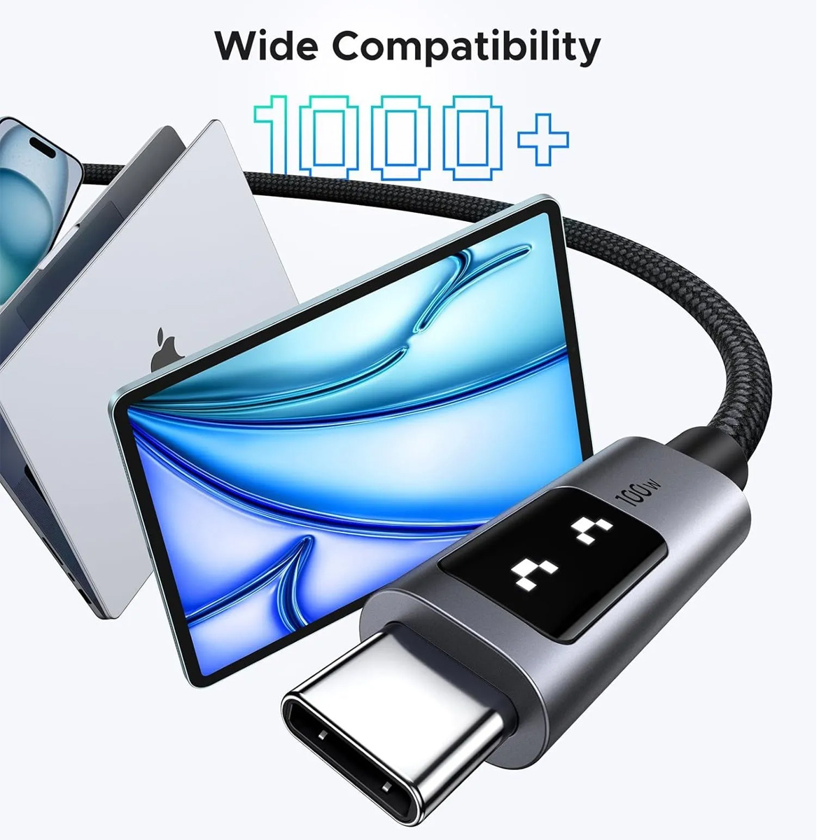CABLE UGREEN L509 USB-C A USB-C 1M 100W CON PANTALLA - 5