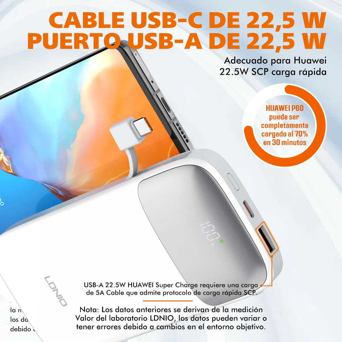 POWER BANK BATERIA EXTERNA LDNIO PQ19 DIGITAL DE 10000MAH BLANCO - 2
