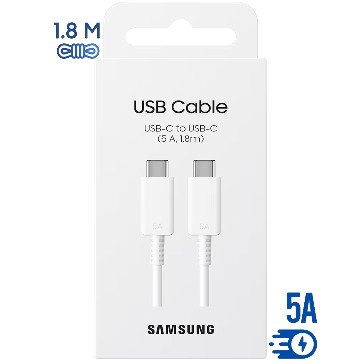 CABLE 5A SAMSUNG DE 1.8 METROS PARA GALAXY A26 A36 A55 A56 BLANCO - 1