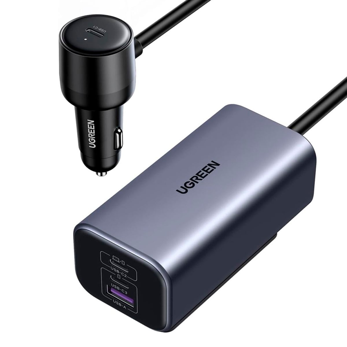 CARGADOR PARA AUTO 150W UGREEN EC706 GAN 4 PUERTOS CARGA RÁPIDA NEGRO - 3