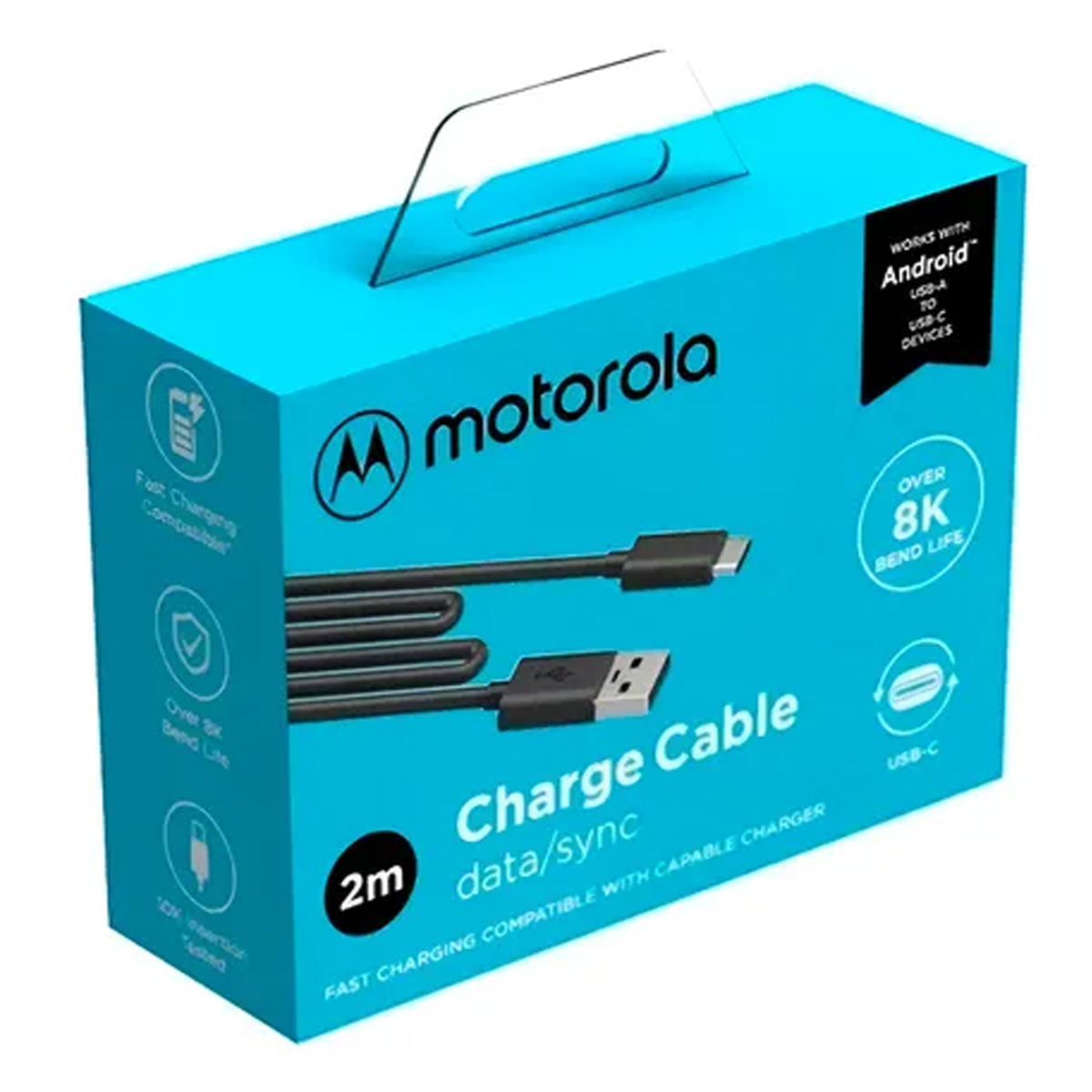 CABLE MOTOROLA USB A A TIPO-C DE CARGA RÁPIDA 2 METROS - 5