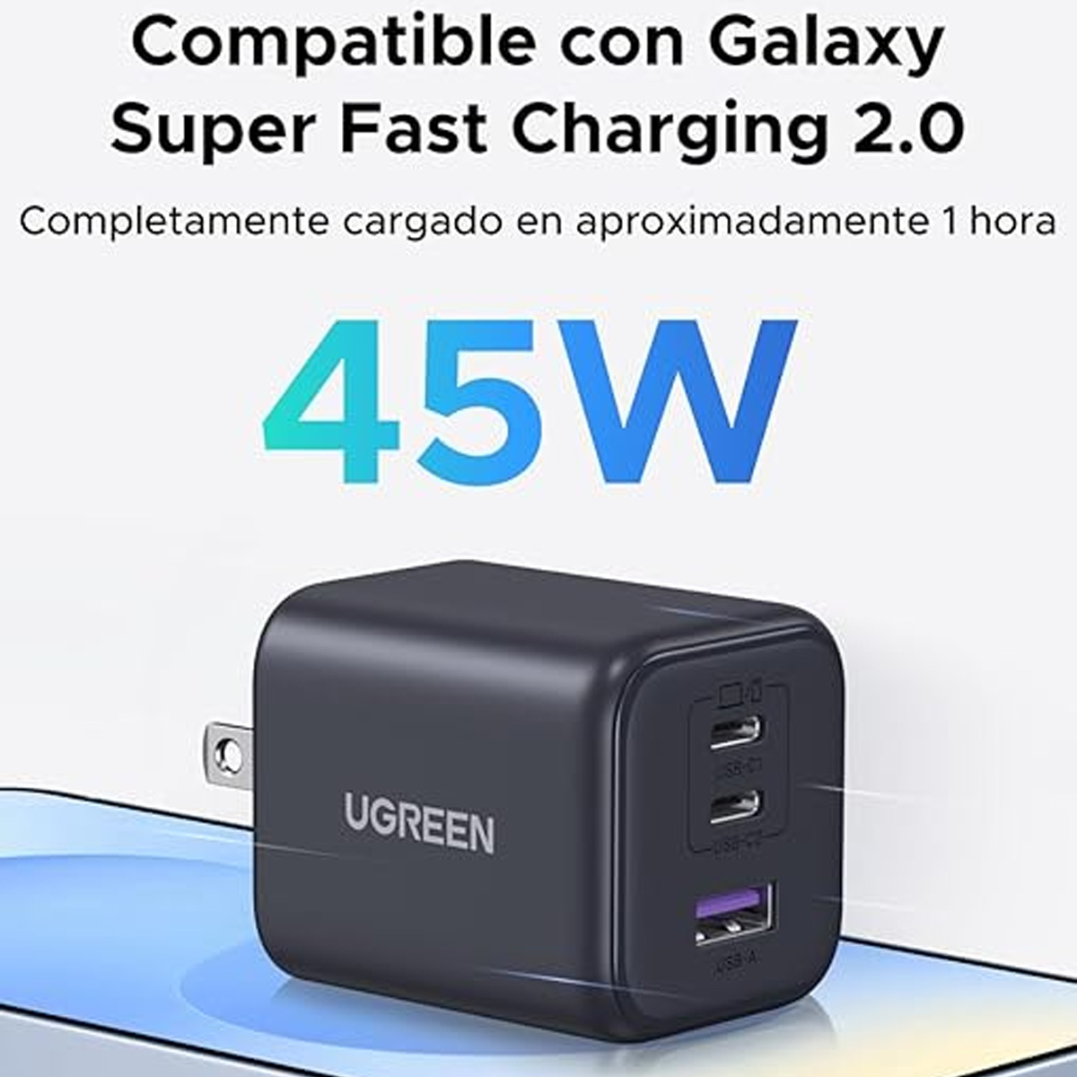 CARGADOR UGREEN 45W USB-C GAN RAPIDO IPHONE 17, IPAD, GALAXY S25 ULTRA - 5