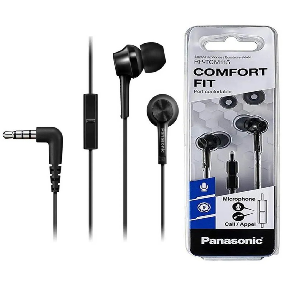 AUDÍFONOS PANASONIC RP-TCM115 CON MICRÓFONO NEGRO - 2