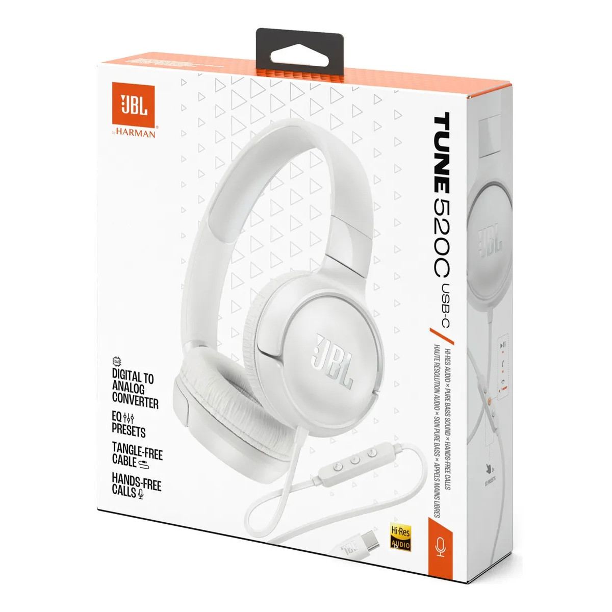AUDIFONOS JBL TUNE 520C CON CONECTOR TIPO-C - BLANCO - 3