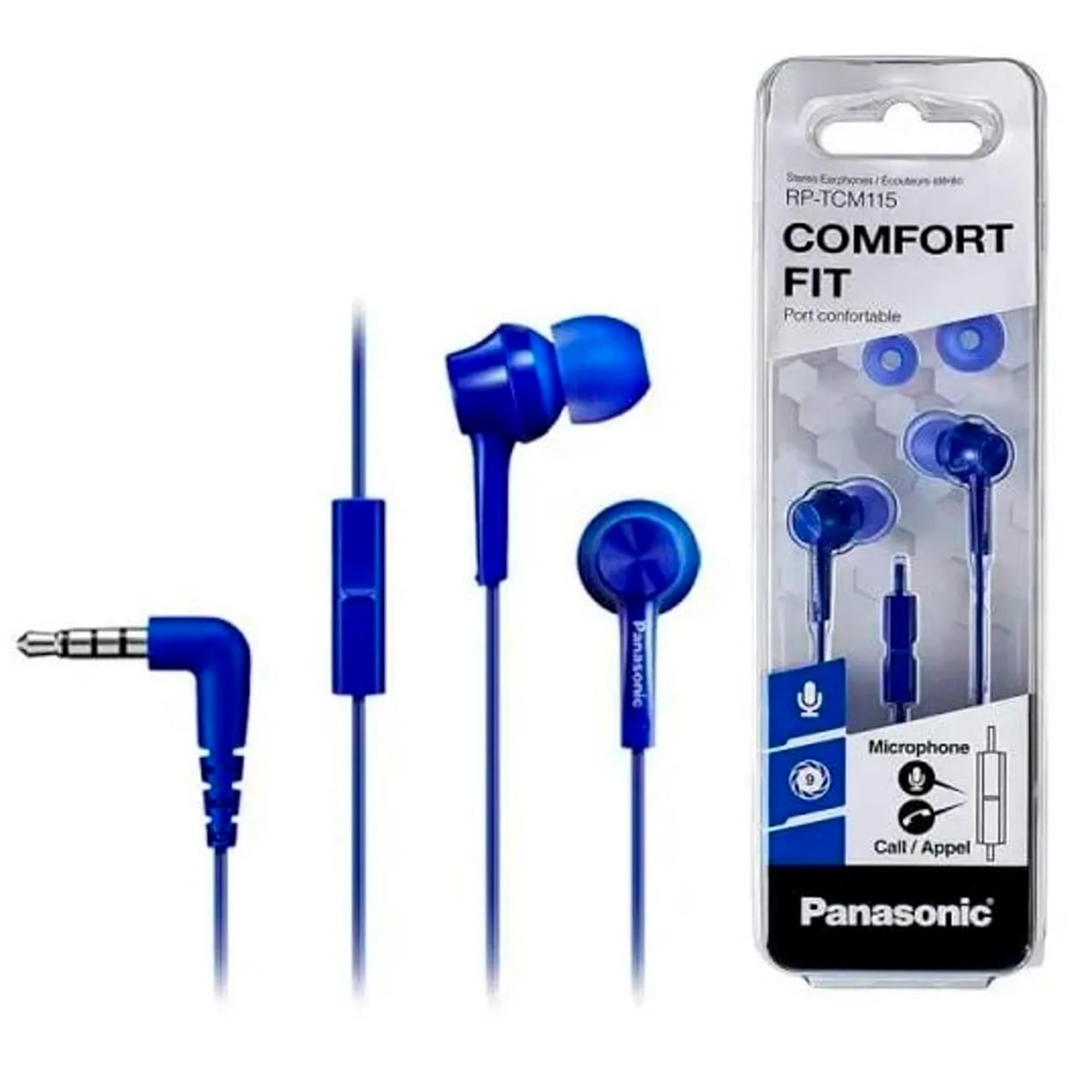 AUDÍFONOS PANASONIC RP-TCM115 CON MICRÓFONO AZUL - 2