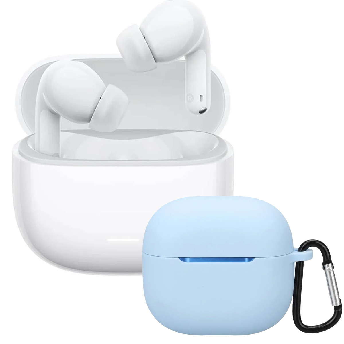AUDIFONOS REDMI BUDS 8 LITE BLANCO + CASE PROTECTOR CELESTE - 1