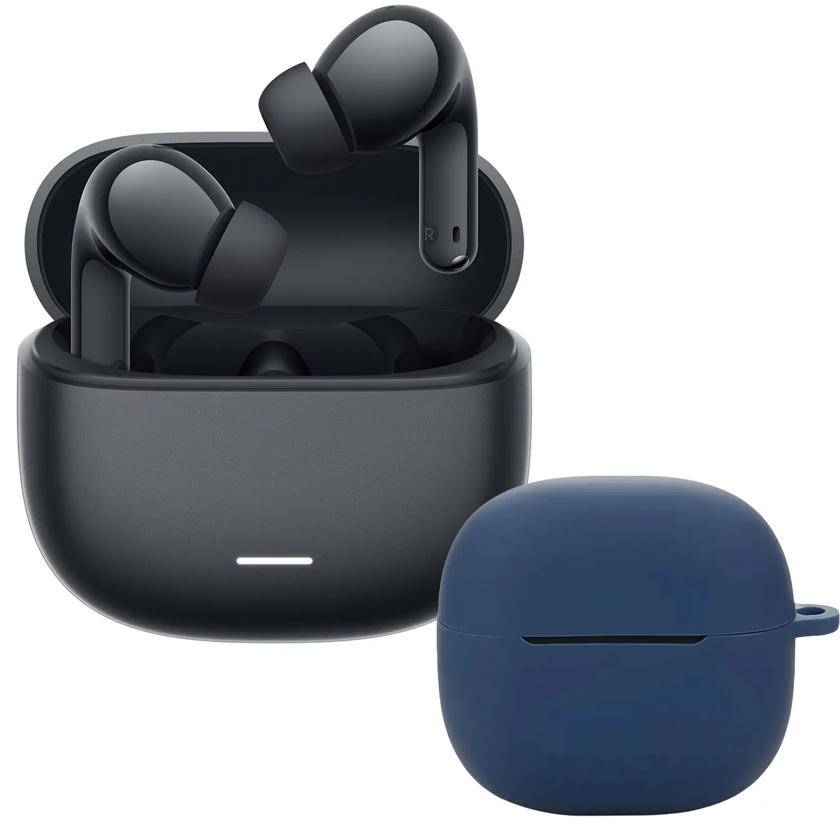 AUDIFONOS REDMI BUDS 8 LITE  NEGRO + CASE PROTECTOR AZUL - 1