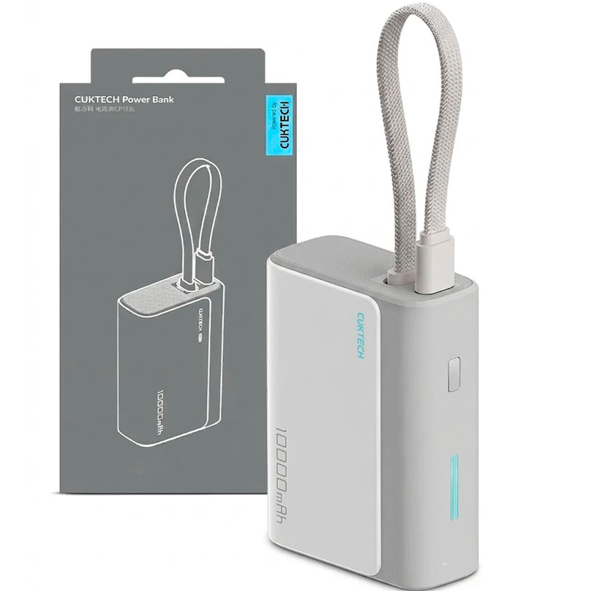POWER BANK CUKTECH 33W 10000 MAH CABLE INTEGRADO TIPO C - BLANCO - 1