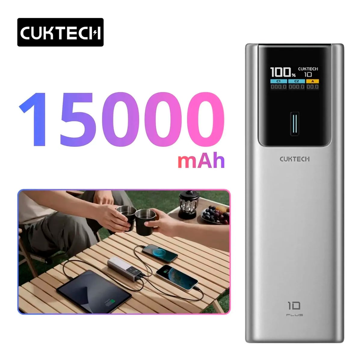 CARGADOR PORTÁTIL CUKTECH 10 PLUS PB150P 15000MAH 120W CARGA RÁPIDA - 2