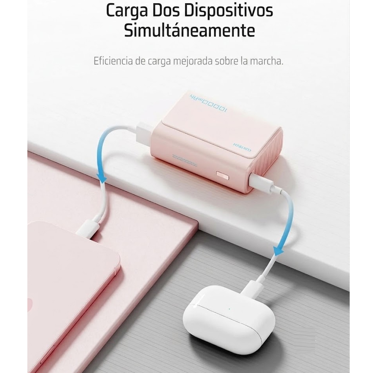 POWER BANK CUKTECH 33W 10000 MAH CABLE INTEGRADO TIPO C - ROSA - 5