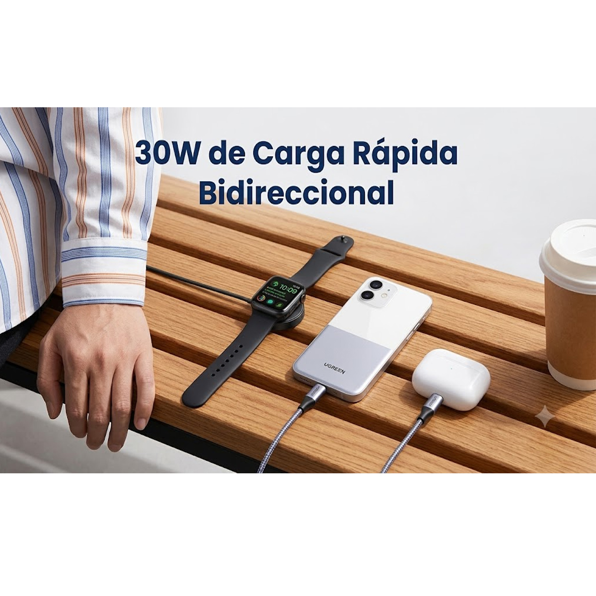 POWER BANK MAGNÉTICO UGREEN 10000MAH 30W QI2 MAGFLOW AIR PB570 - 75982B NEGRO - 5