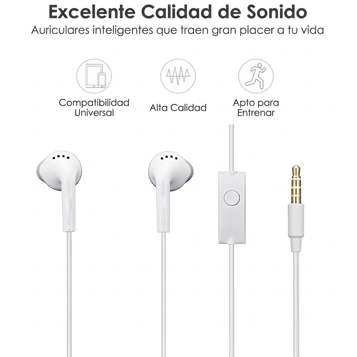 AUDIFONOS SAMSUNG IN-EAR JACK 3.5MM MANOS LIBRES MICROFONO SONIDO ESTEREO BLANCO - 4