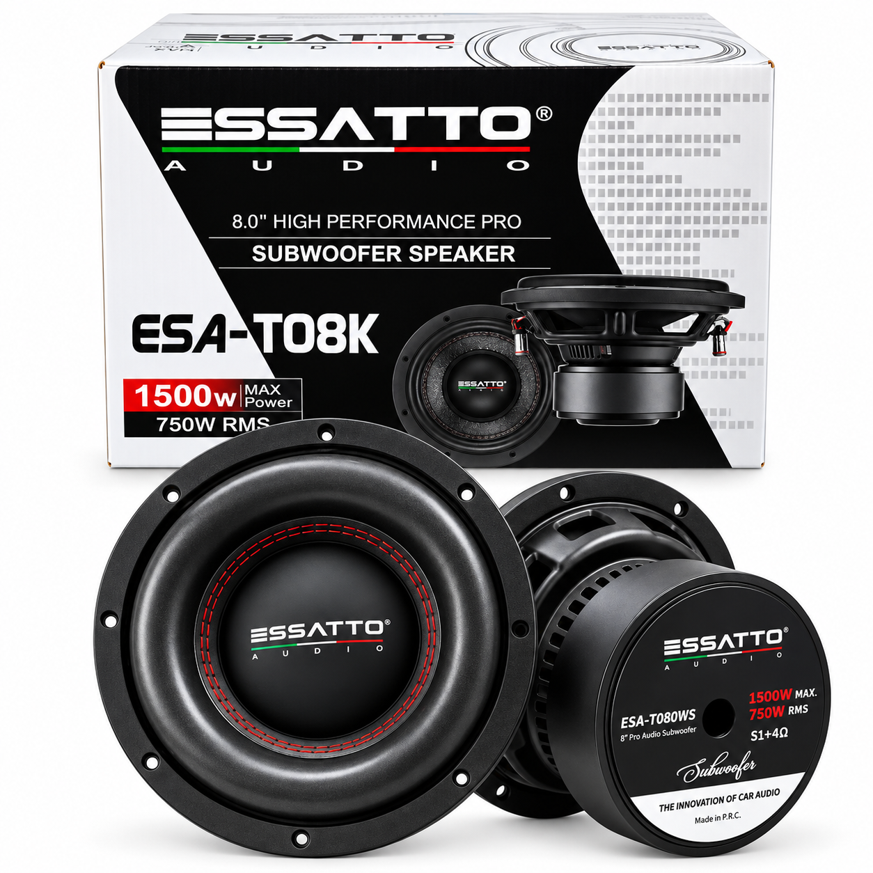 SUBWOOFER ESSATTO AUDIO 8' PULGADAS 1500W 750RMS 2 BOBINA - 1