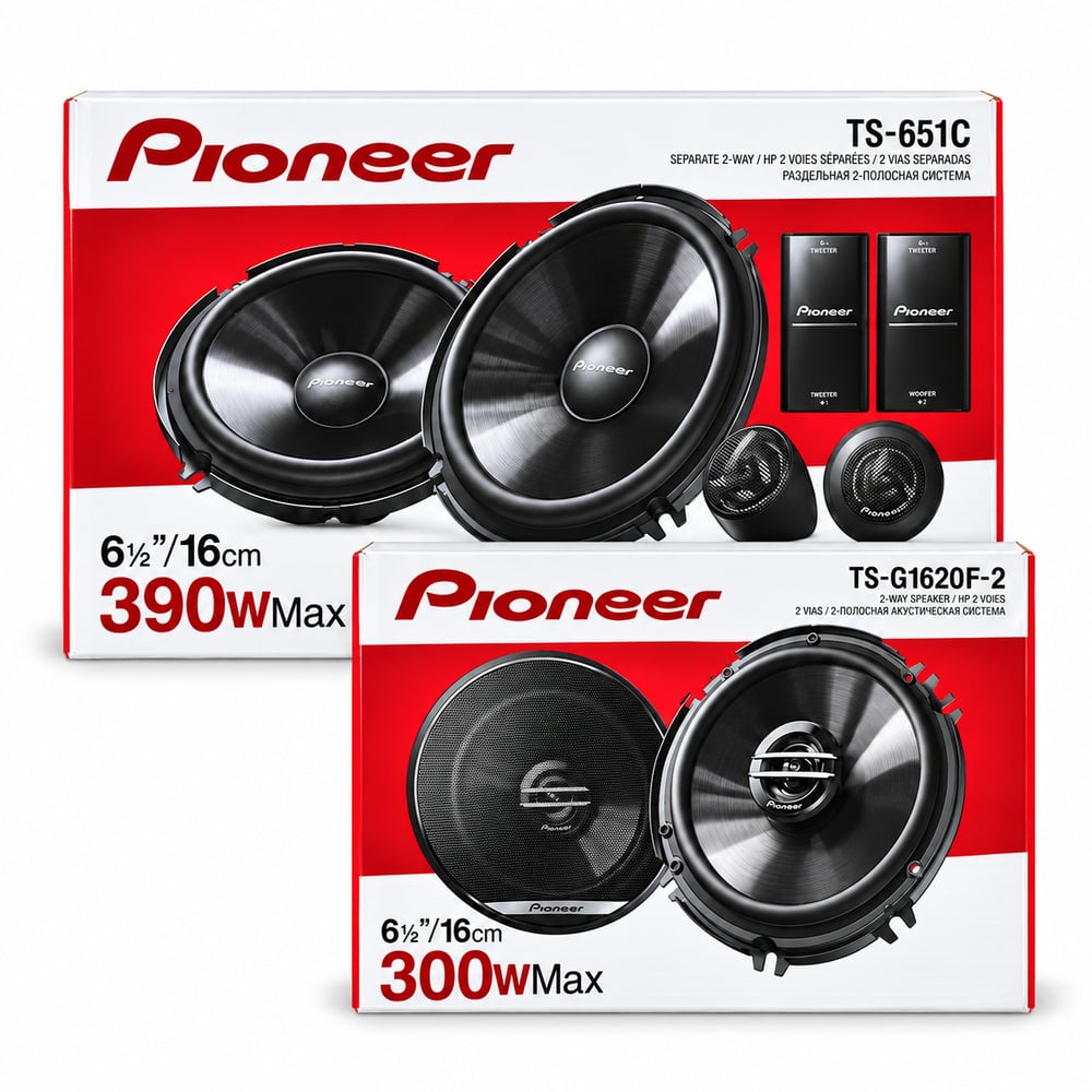 COMBO PIONEER TS-651C COMPONENTES 6.5” 390W + PARLANTES TS-G1620F-2 6.5” 300W - 1