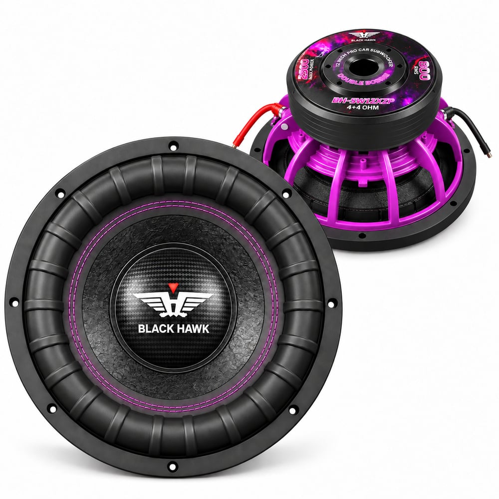 SUBWOOFER 12 PULGADAS BLACK HAWK 2500W 800RMS DOBLE BOBINA  MORADO - 2