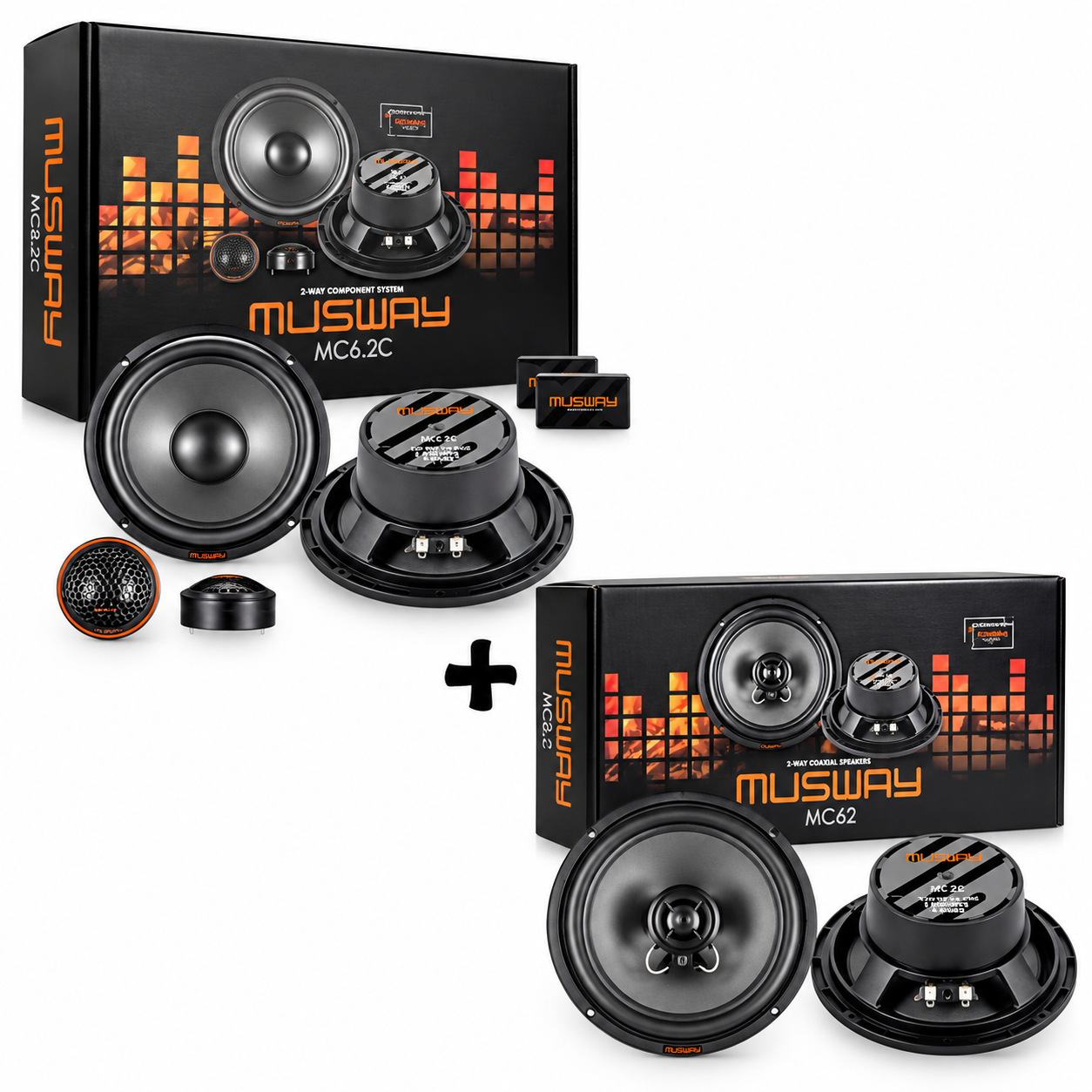 SET DE PARLANTES COMPONENTES Y COAXIALES 6 PULGADAS 200W MUSWAY - 1