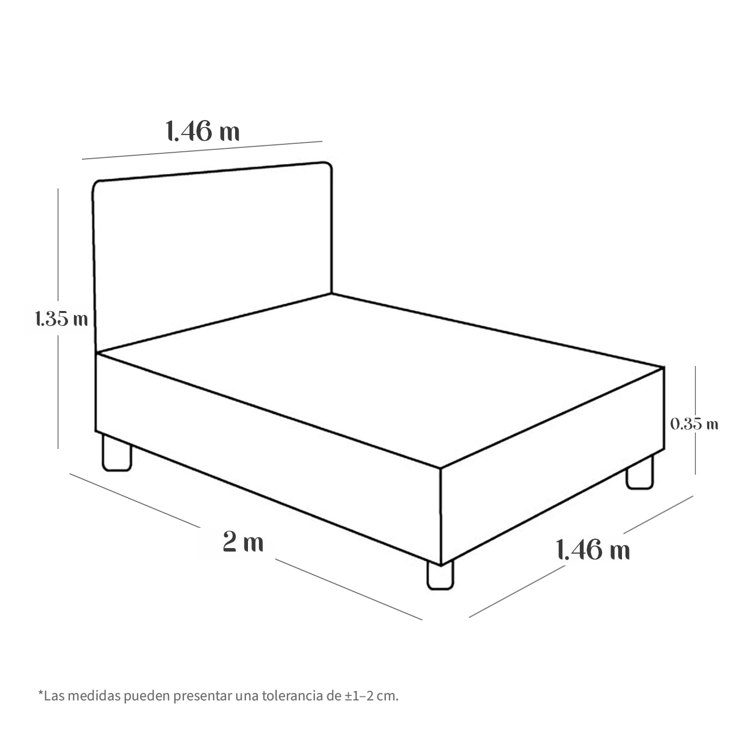 CAMA TAPIZADA LISTÓN CAPRI 2 PLAZAS BEIGE - 6