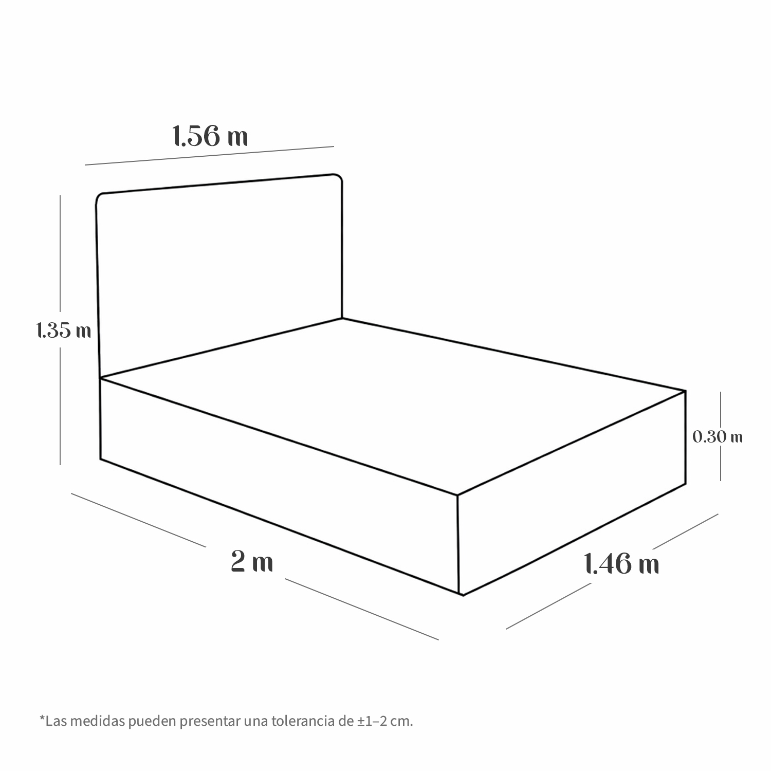 CAMA LEMUEBLE LISTÓN ADDA 2 PLAZAS TAPIZADA NEGRO - 5