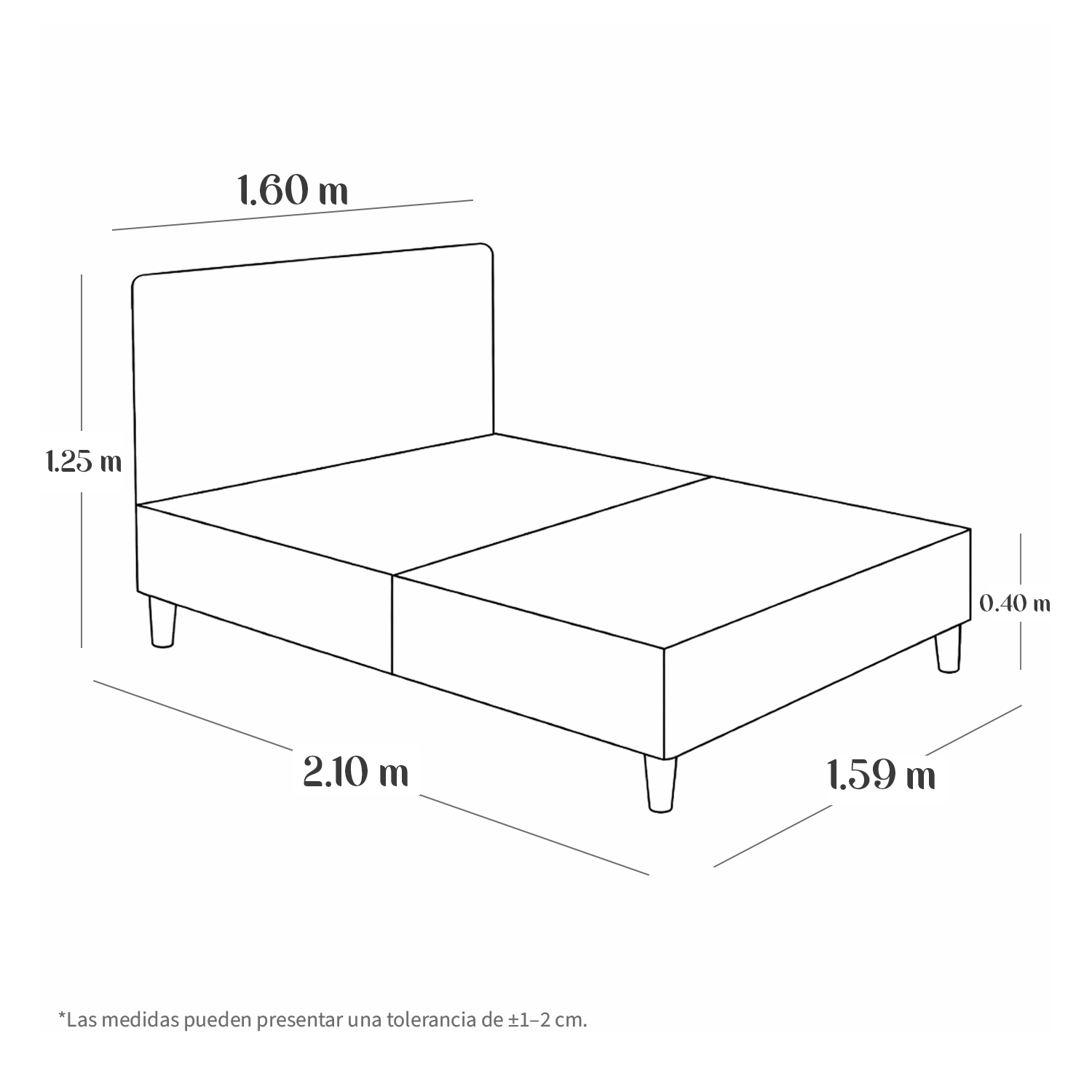 CAMA TAPIZADA LISA CURVO BEIGE QUEEN - 7