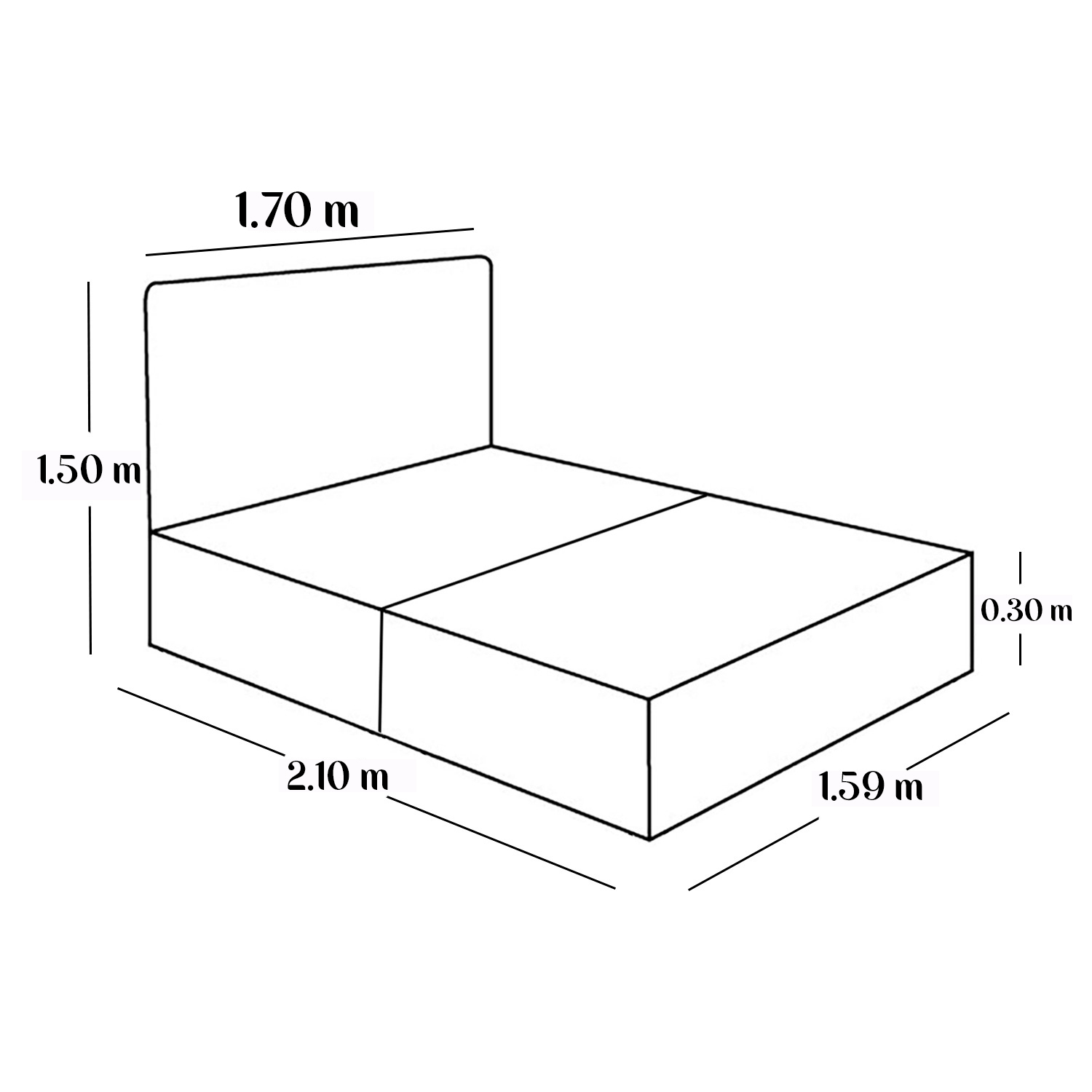 CAMA TAPIZADA LISTÓN BEIGE QUEEN + 2 ALMOHADAS - 5