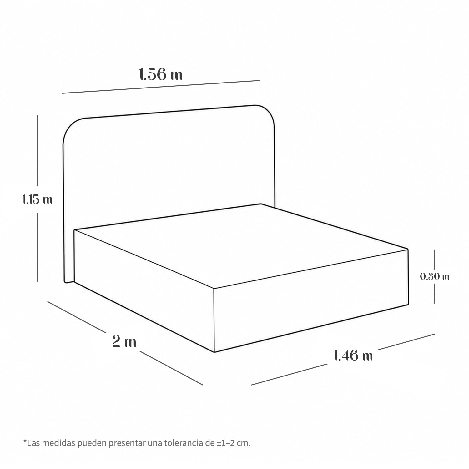 CAMA TAPIZADA CALIFORNIA CURVO IVORY 2 PLAZAS - 6