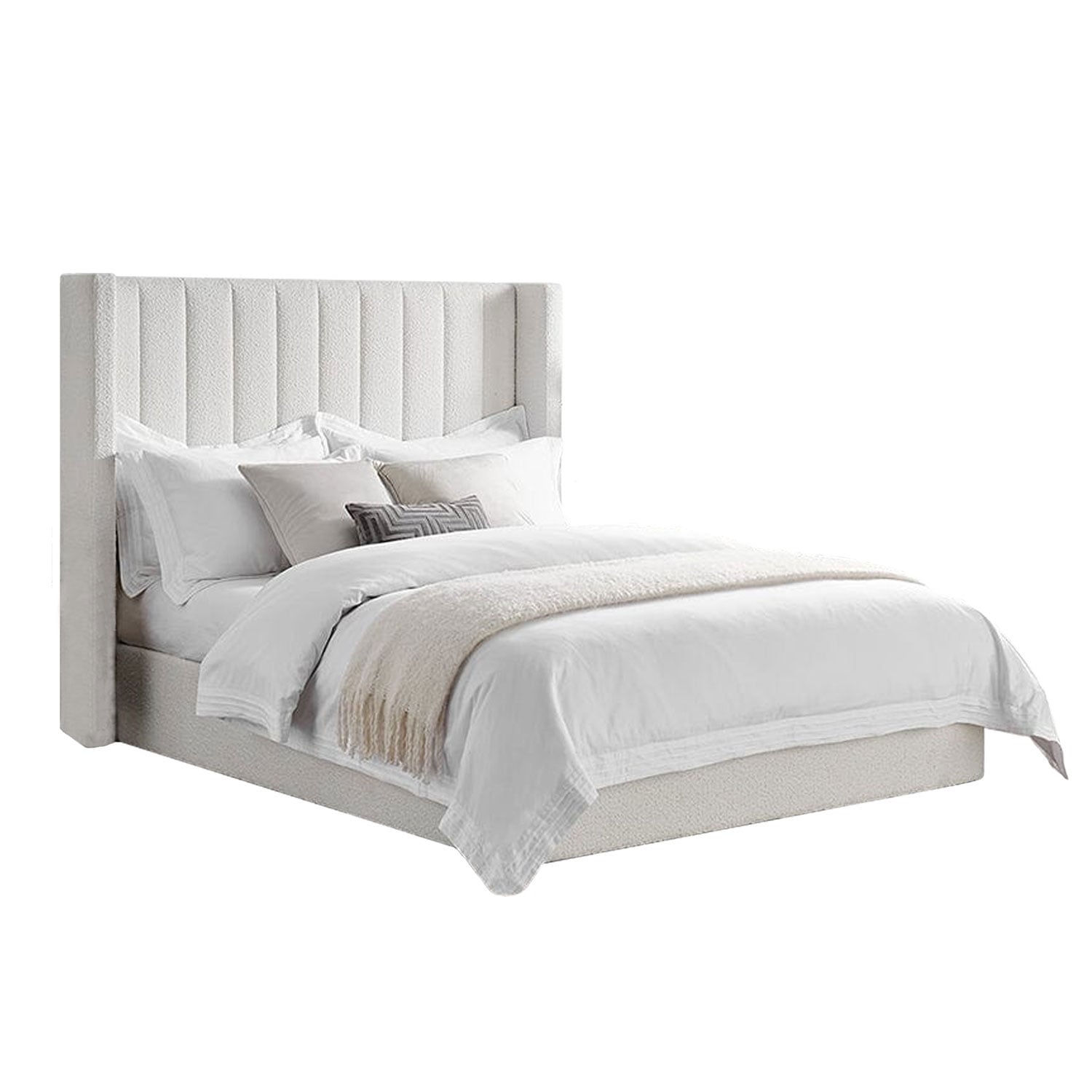 CAMA TAPIZADA LISTÓN CALIFORNIA IVORY QUEEN - 1