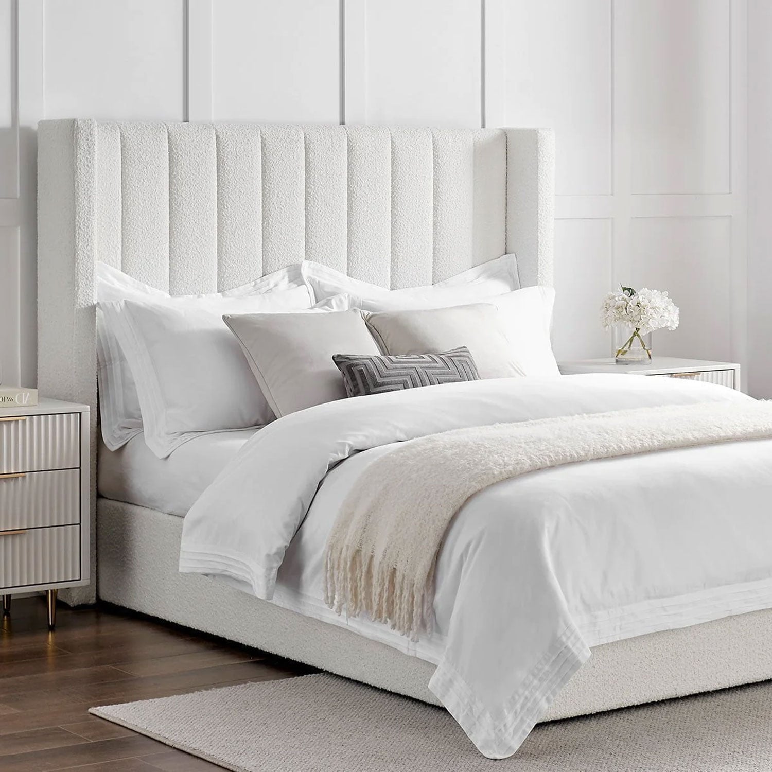 CAMA TAPIZADA LISTÓN CALIFORNIA IVORY QUEEN - 2