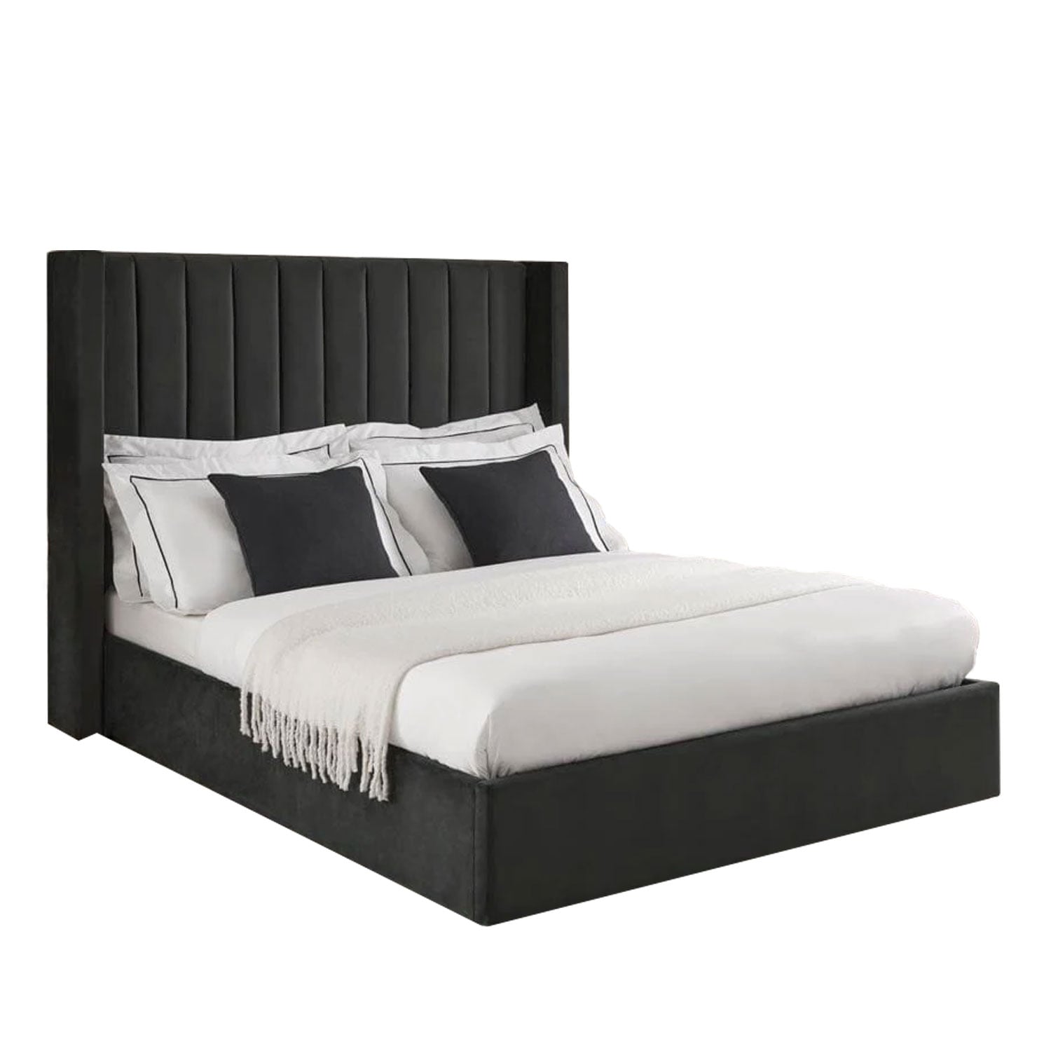 CAMA LEMUEBLE LISTÓN TAPIZADA 1.5 PLZ NEGRO - 1