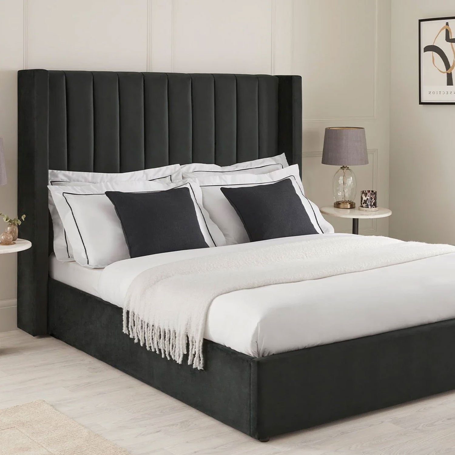 CAMA LEMUEBLE LISTÓN TAPIZADA 1.5 PLZ NEGRO - 3