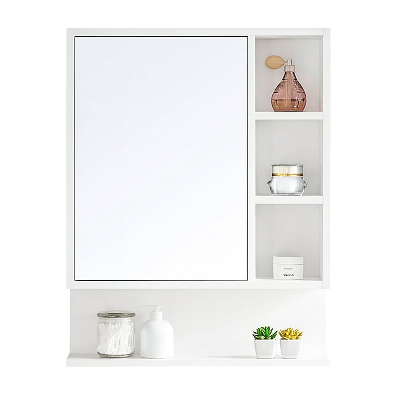 MUEBLE DE BAÑO CON ESPEJO MELAMINA BLANCO 60X55 CM - 2
