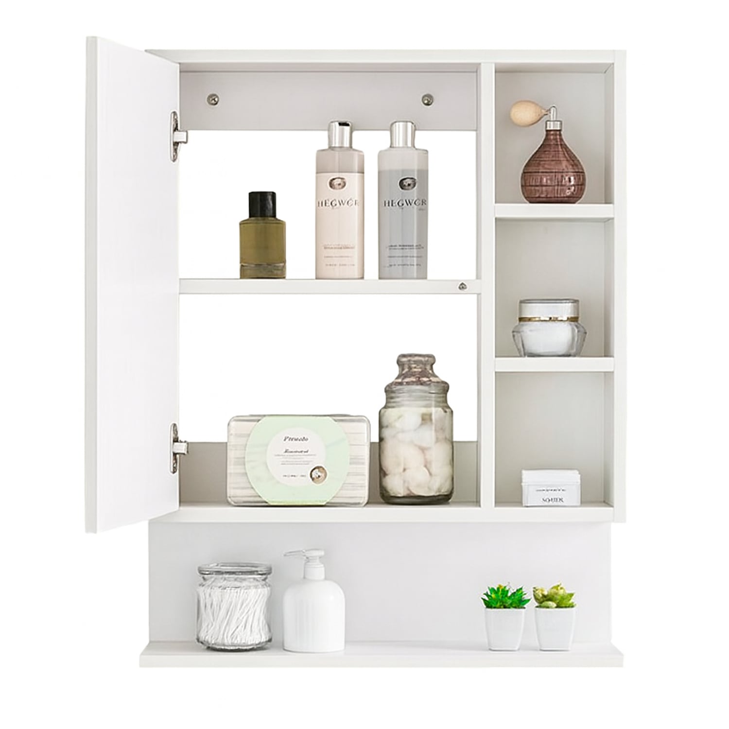 MUEBLE DE BAÑO CON ESPEJO MELAMINA BLANCO 60X55 CM - 3