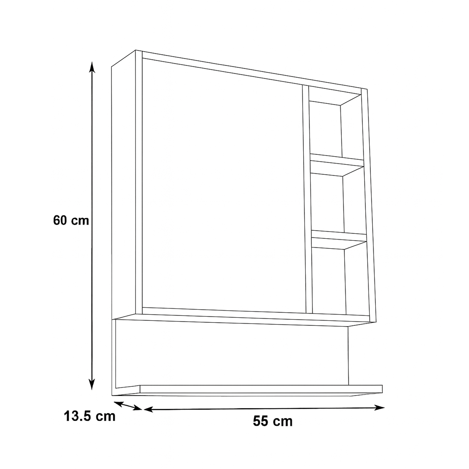 MUEBLE DE BAÑO CON ESPEJO MELAMINA BLANCO 60X55 CM - 5