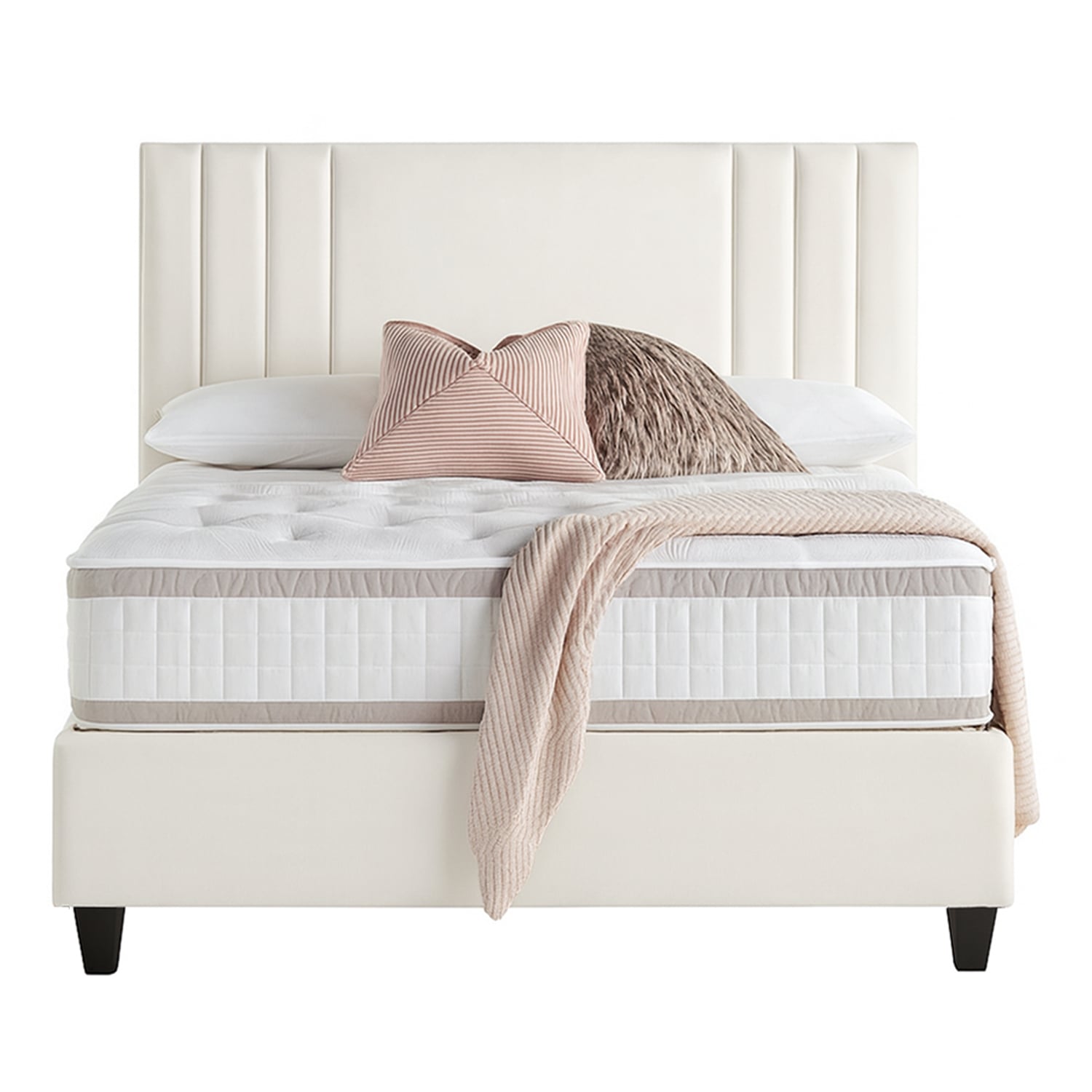 CAMA LEMUEBLE LISTÓN TAPIZADA ALBA IVORY QUEEN - 1
