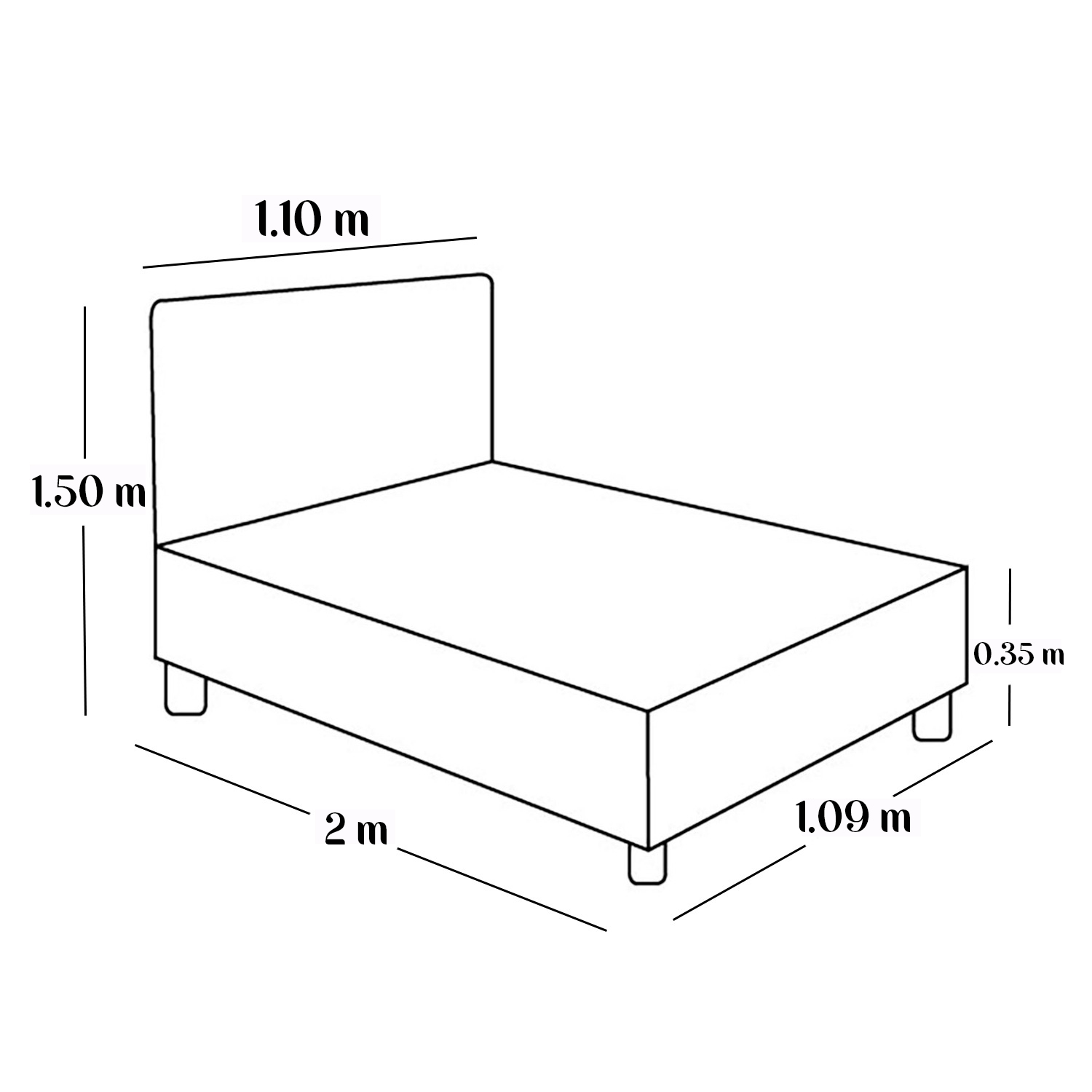CAMA LEMUEBLE LISTÓN TAPIZADA ALBA BEIGE 1.5 PLZ - 5