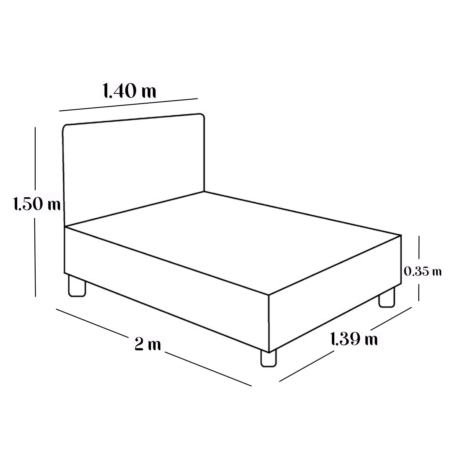 CAMA LEMUEBLE LISTÓN TAPIZADA ALBA BEIGE 2 PLAZAS - 5