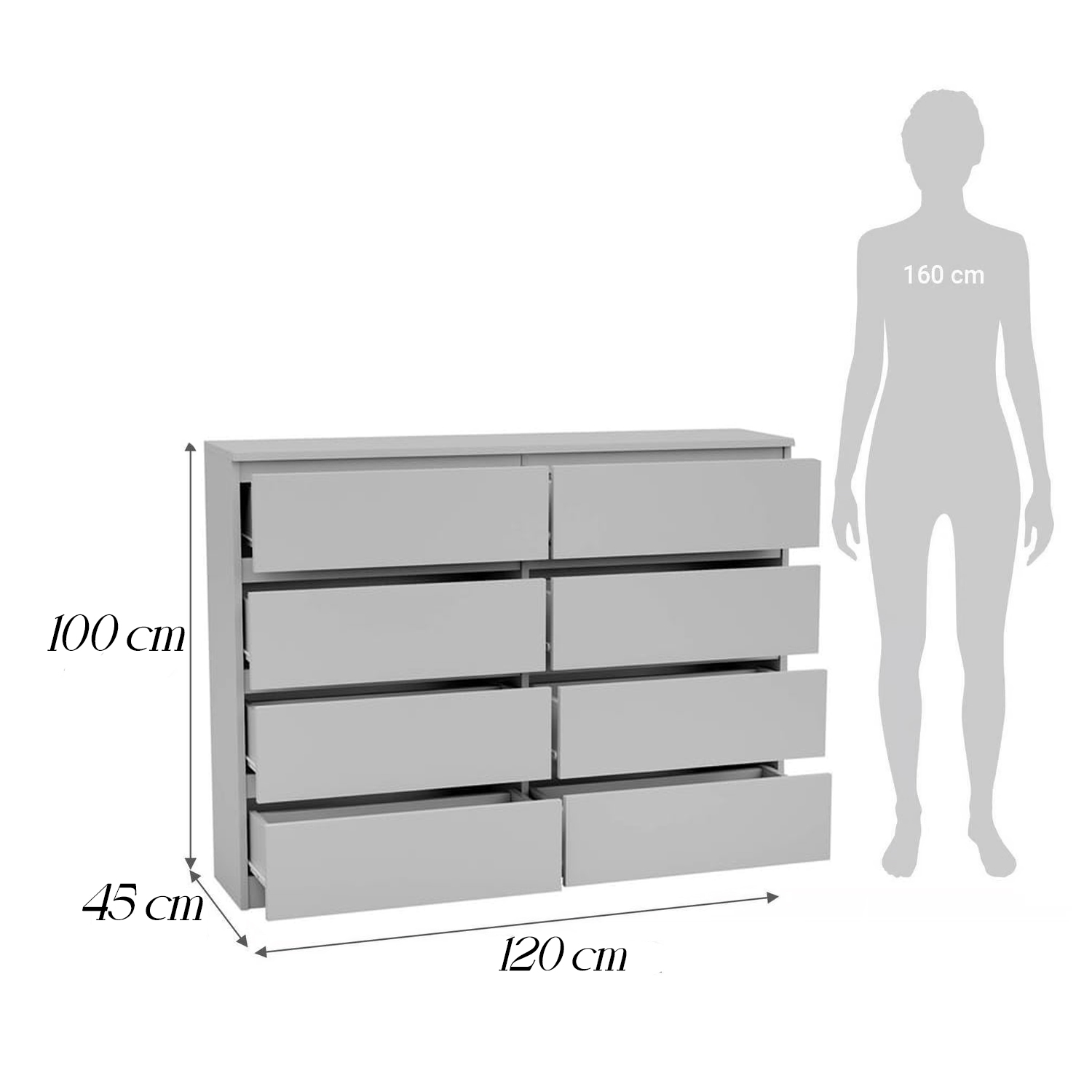 COMODA MELAMINA DUNA 8 CAJONES-120CM - 5