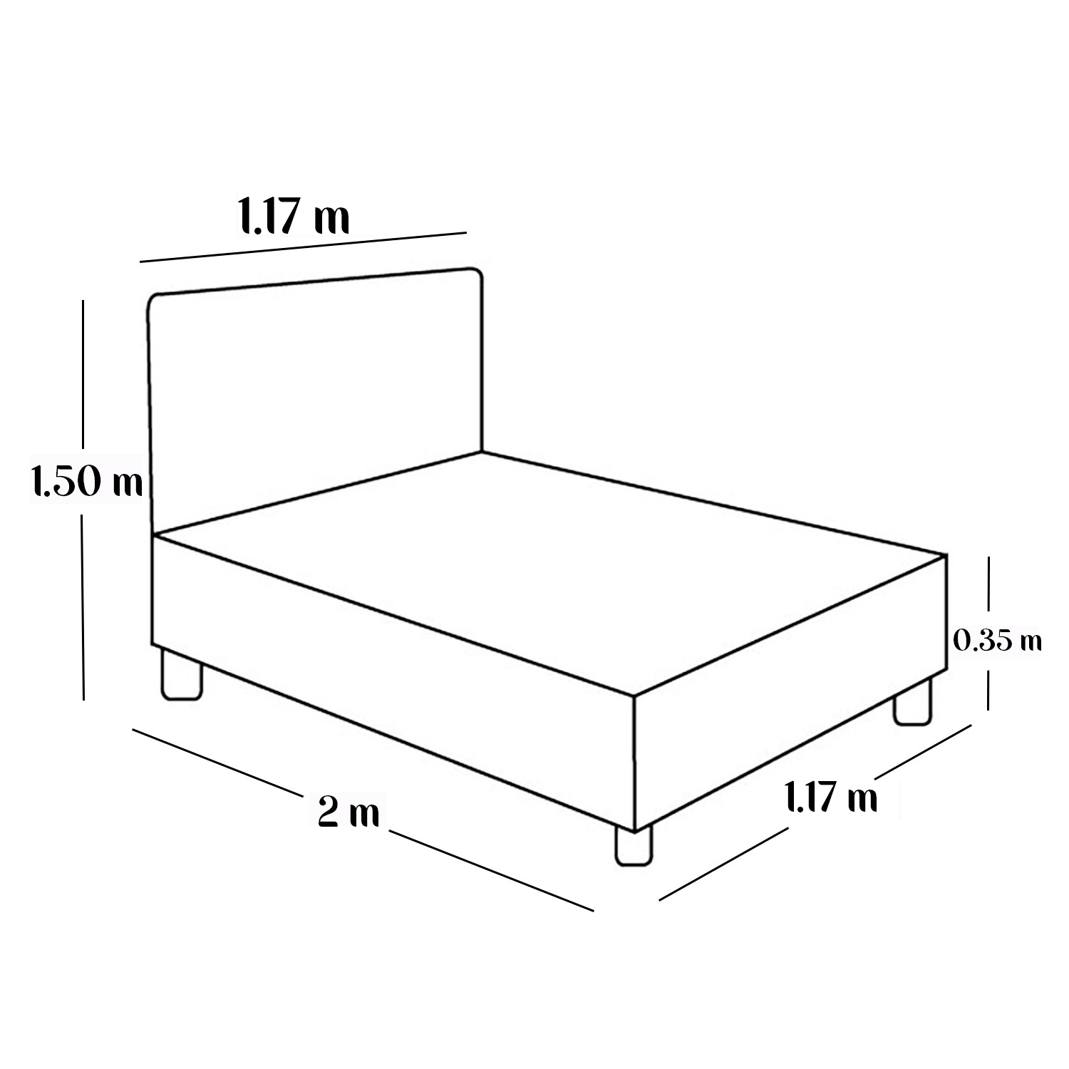 CAMA LEMUEBLE LISTÓN TAPIZADA ALBA GRIS CLARO 1.5 PLZ - 5