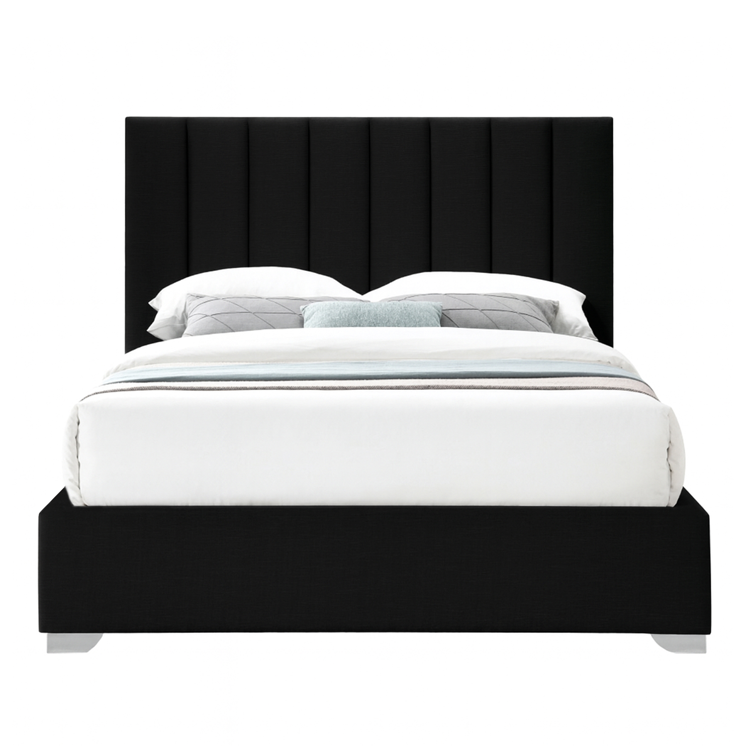 CAMA LEMUEBLE LISTÓN TAPIZADA CLAVEL NEGRO 2 PLAZAS - 1