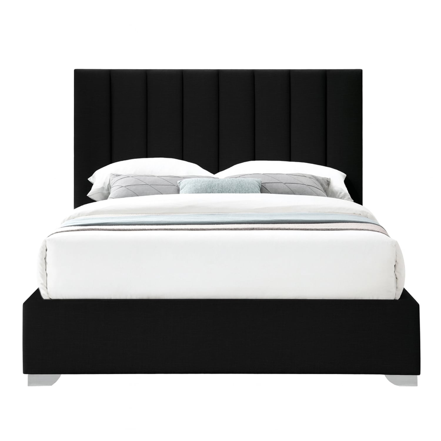 CAMA LEMUEBLE LISTÓN TAPIZADA CLAVEL NEGRO QUEEN - 1
