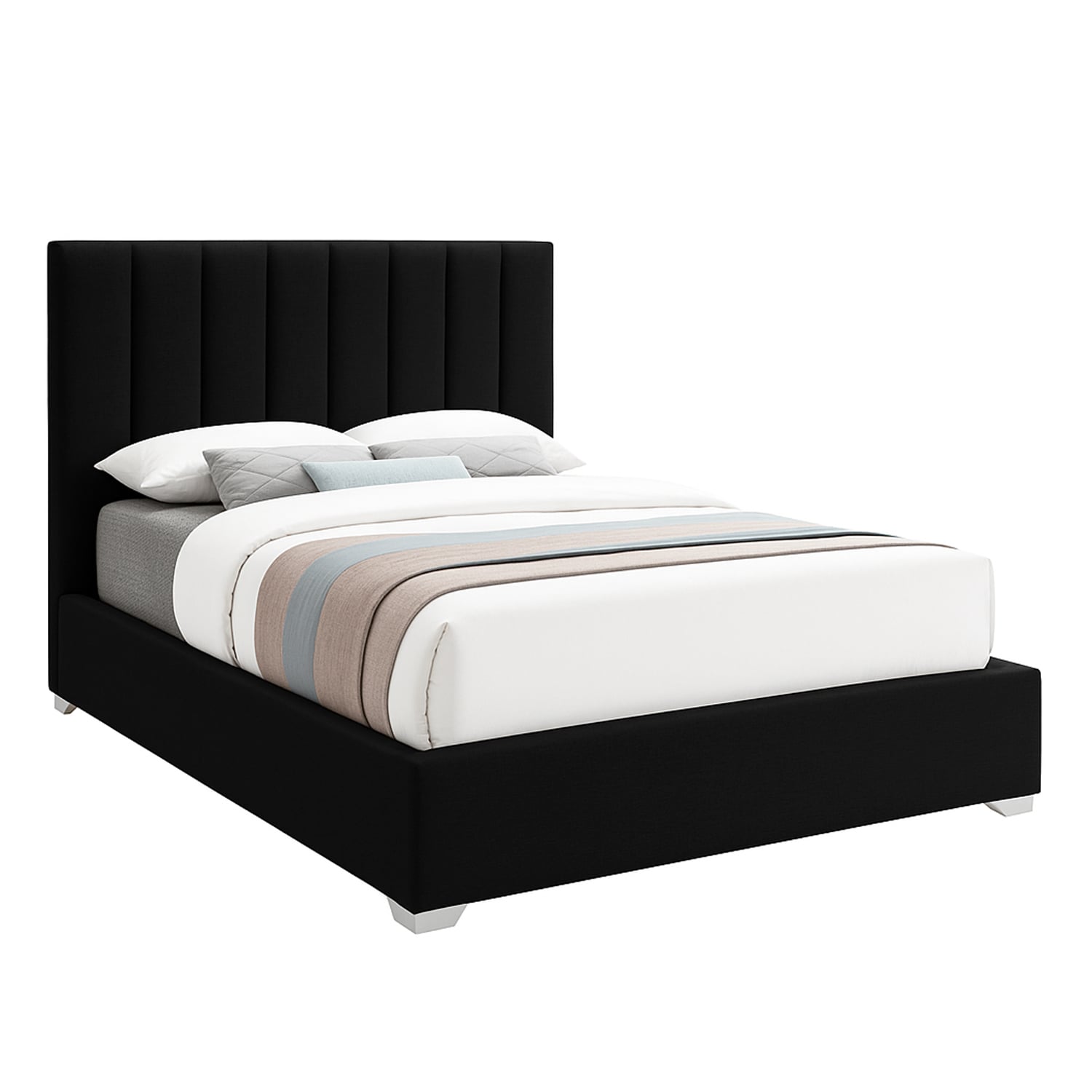 CAMA LEMUEBLE LISTÓN TAPIZADA CLAVEL NEGRO QUEEN - 2